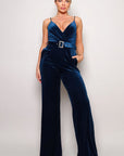 Samba Rhinestone Belt Velvet Jumpsuit
