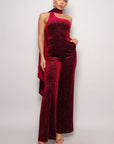 Scarf Top Glitter Velvet Jumpsuit