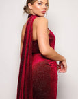 Scarf Top Glitter Velvet Jumpsuit