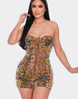 Multi Sequins Tube Top Romper