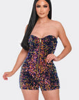Multi Sequins Tube Top Romper