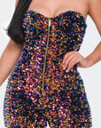 Multi Sequins Tube Top Romper