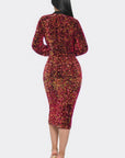 Midi 2 Way Zip Up Sequin Contrast Dress