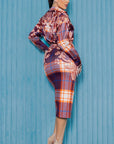 Satin Blouse With Skirt Set