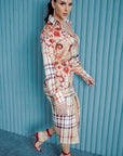 Satin Blouse With Skirt Set