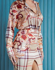 Satin Blouse With Skirt Set