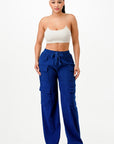Solid Corduroy Cargo Pants