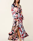 Color Block Printed V Neck Dress