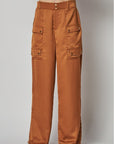 Satin Cargo Pocket Wide Leg Pants