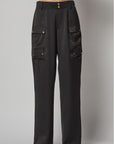Satin Cargo Pocket Wide Leg Pants
