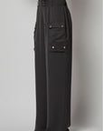 Satin Cargo Pocket Wide Leg Pants