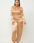 Front Zipper Pockets Top And Pants Jumpsuit