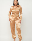Front Zipper Pockets Top And Pants Jumpsuit