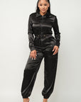 Front Zipper Pockets Top And Pants Jumpsuit