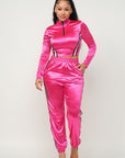 Front Zip Up Stripes Detail Jacket And Pants Set