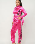 Front Zip Up Stripes Detail Jacket And Pants Set