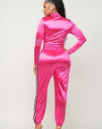 Front Zip Up Stripes Detail Jacket And Pants Set