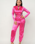 Front Zip Up Stripes Detail Jacket And Pants Set