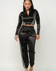 Front Zip Up Stripes Detail Jacket And Pants Set