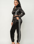 Front Zip Up Stripes Detail Jacket And Pants Set