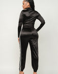 Front Zip Up Stripes Detail Jacket And Pants Set