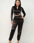 Front Zip Up Stripes Detail Jacket And Pants Set