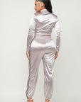Front Zip Up Stripes Detail Jacket And Pants Set