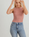Mauve Knit Sleeveless Bodysuit