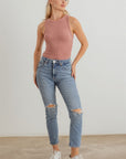 Mauve Knit Sleeveless Bodysuit