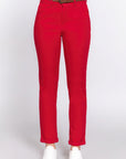 Cotton-span Twill Belted Long Pants