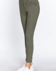 Cotton-span Twill Belted Long Pants
