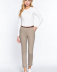 Cotton-span Twill Belted Long Pants