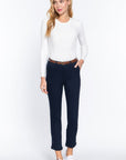 Cotton-span Twill Belted Long Pants
