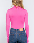 Long Sleeve High Neck Shirring Detail Ity Knit Bodysuit