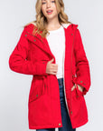 Fleece Lined Fur Hoodie Utility Jacket