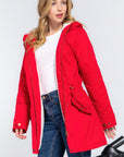 Fleece Lined Fur Hoodie Utility Jacket