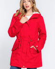 Fleece Lined Fur Hoodie Utility Jacket
