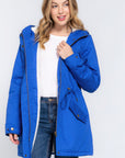 Fleece Lined Fur Hoodie Utility Jacket