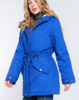 Fleece Lined Fur Hoodie Utility Jacket