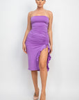 Ruffled Tube Slit Dress