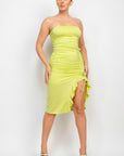 Ruffled Tube Slit Dress