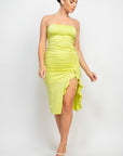 Ruffled Tube Slit Dress