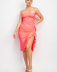 Ruffled Tube Slit Dress