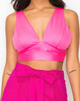 Smock V-neck Satin Bra Top