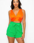 Smock V-neck Satin Bra Top