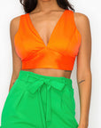 Smock V-neck Satin Bra Top