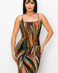 Split Thigh Multicolor Long Dress