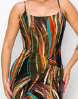 Split Thigh Multicolor Long Dress