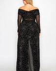 Plus Mesh Glitter See-through -cross Shoulder Wrap Maxi Dress