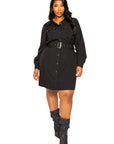 Satin Effect Belted Jacket Dress